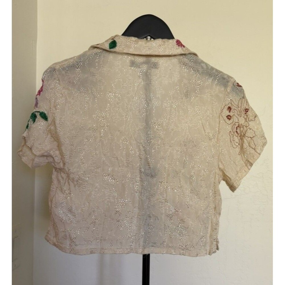 Urban Outfitters Eden Souvenir Floral Embroidered Button-Down Blouse Size S Boho - Picture 9 of 9